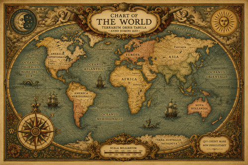Vintage world map print - vintage,