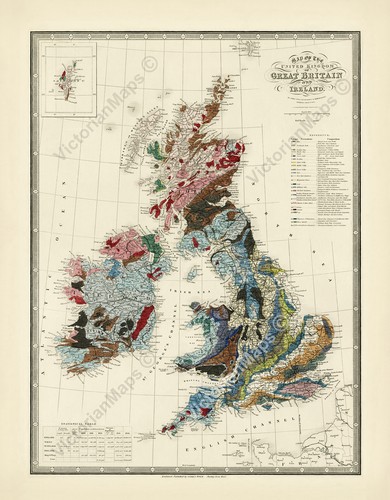 Antique geological map great - geological,