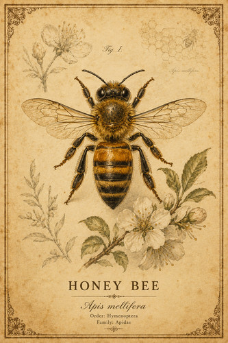 Vintage bee wall art - bee,