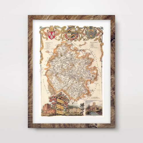 Herefordshire vintage old - old, map