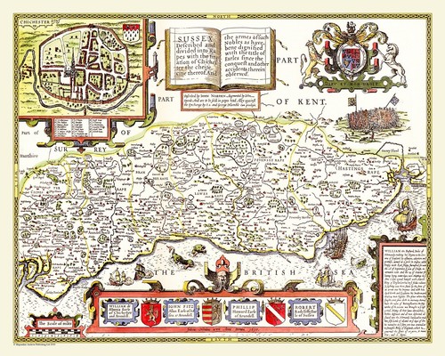 Old map sussex - sussex, 1611