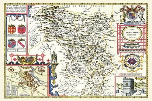Old map derbyshire 1611 by - map,