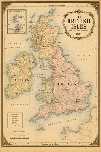 116 british isles vintage map - 116.,
