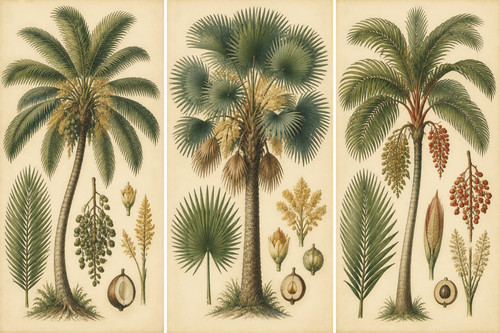 235 antique palm tree - tree, print
