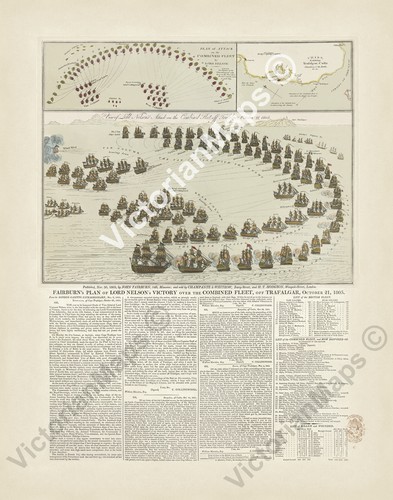 Antique map trafalgar - antique,