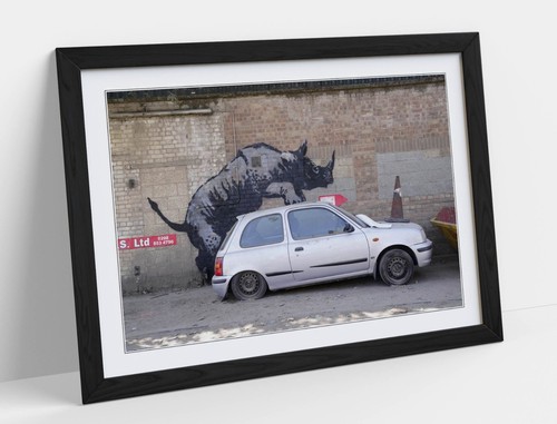 Banksy rhino car - car, graffiti