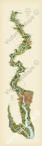 Antique map river - map,