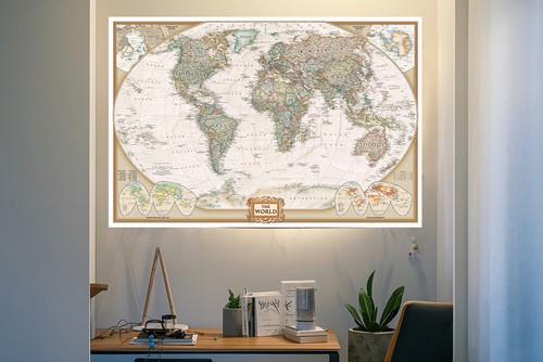 Vintage world wall map - vintage,