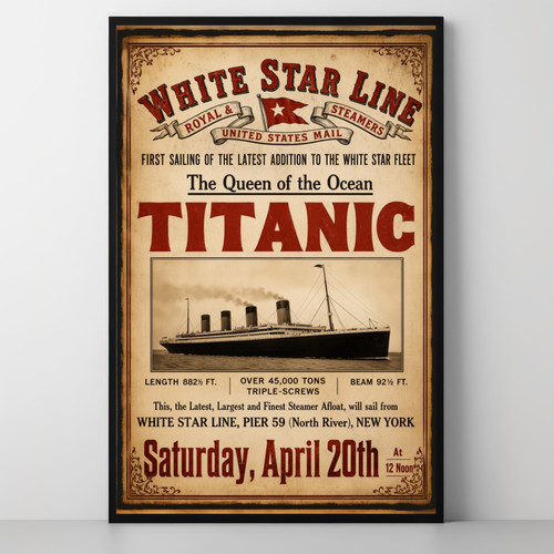 Titanic white star - white, line