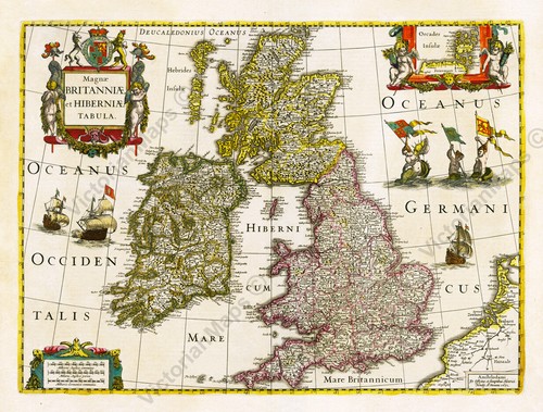 Antique map british - map, isles