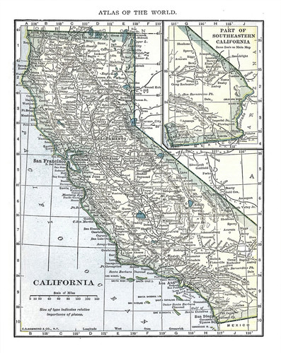 California antique map poster - california,