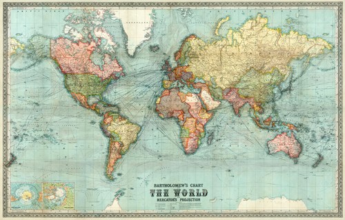 1914 world map mercator - world,