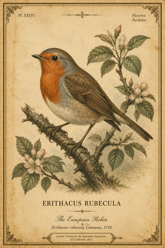 Vintage robin bird - vintage, art