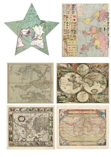 Size world map antique - a3,