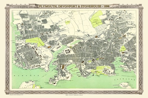 Old map plymouth - old, of