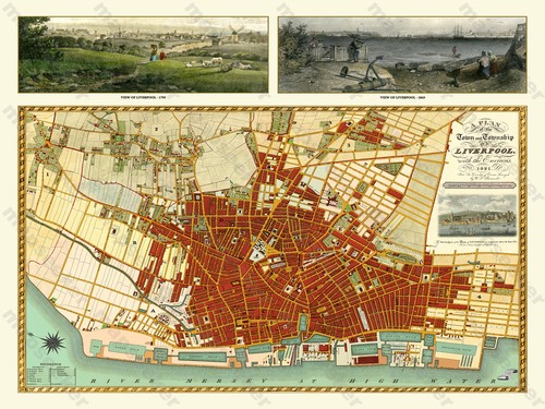 Old map liverpool 1821 - of,